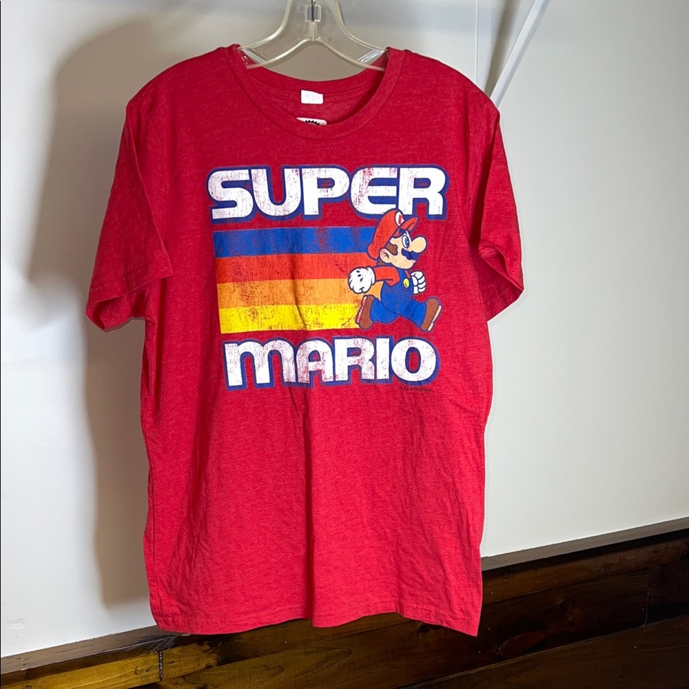 Nintendo Official Super Mario Red Logo T-Shirt- L